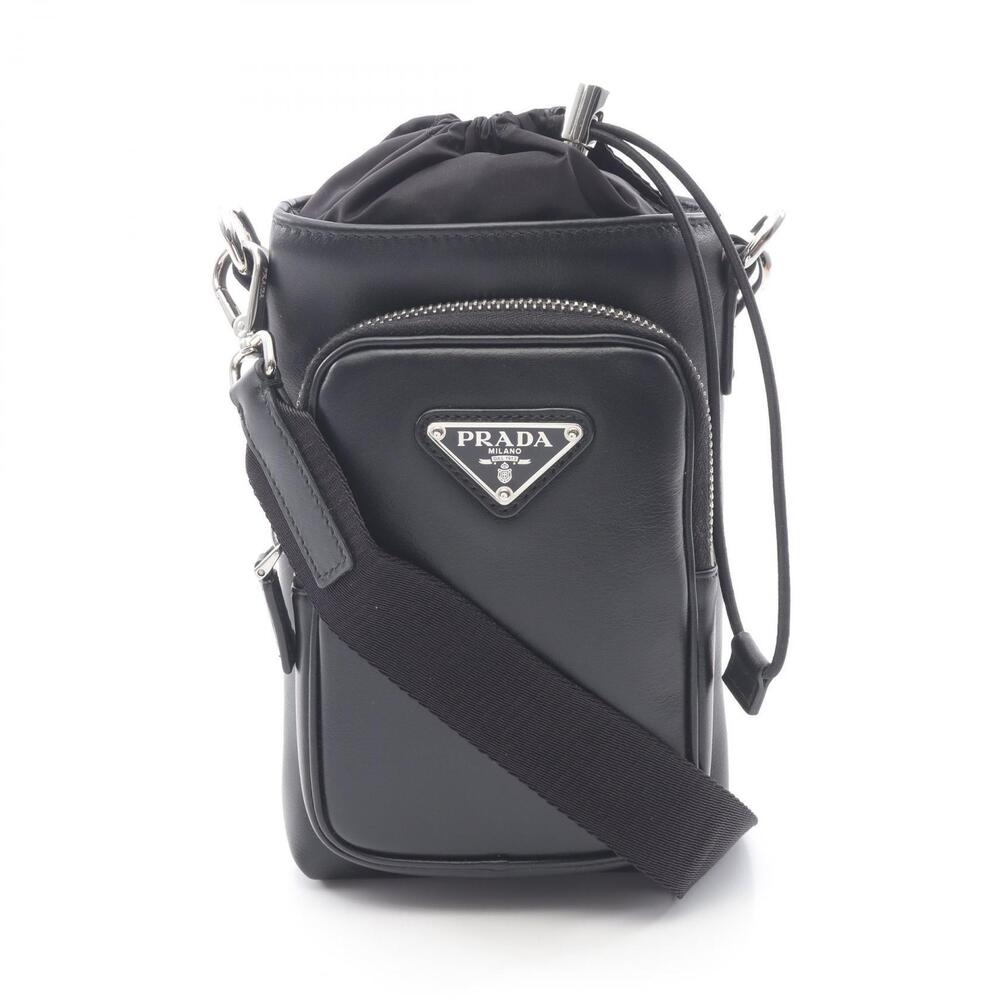 Prada Re Smartphone Case Shoulder Bag Leather Black
